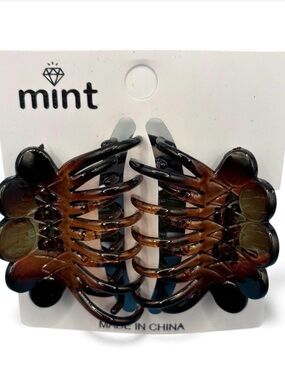 Mint Brown Tortoiseshell Double Hair Claw Clips
